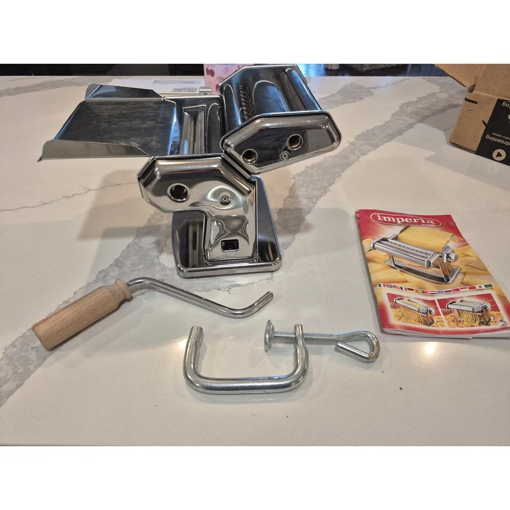 Imperia Pasta‎ Maker Machine Made in Italy Chrome Steel Manual Roller and Cutter